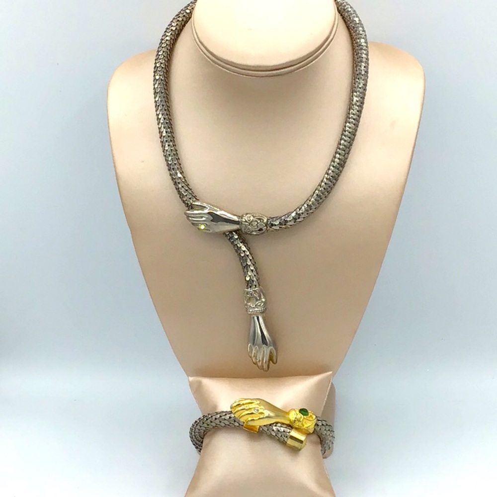 Vintage DL Auld Mesh Necklace with hand clasp plus rare bracelet.